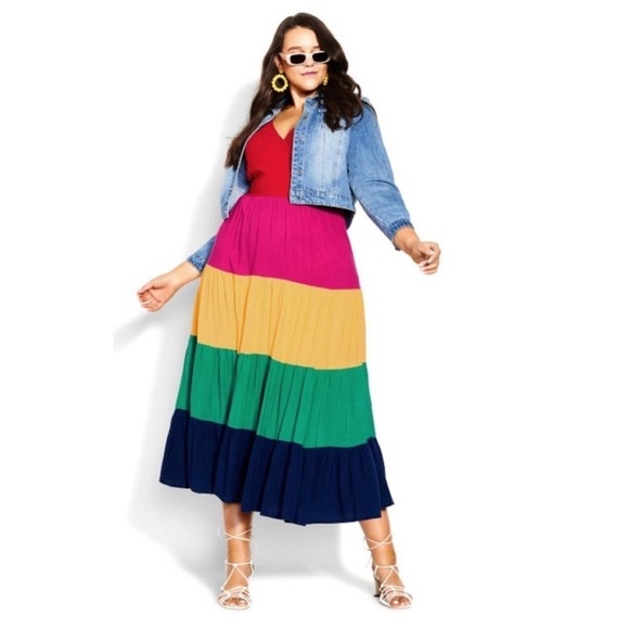 City Chic Dresses & Skirts - City Chic Color Block Multi Willow Tiered Maxi Dress Size XXL (24) NWT